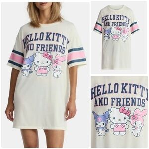 NWT Hello Kitty Kuromi Melody women’s oversized varsity sleep-shirt lounge tee
